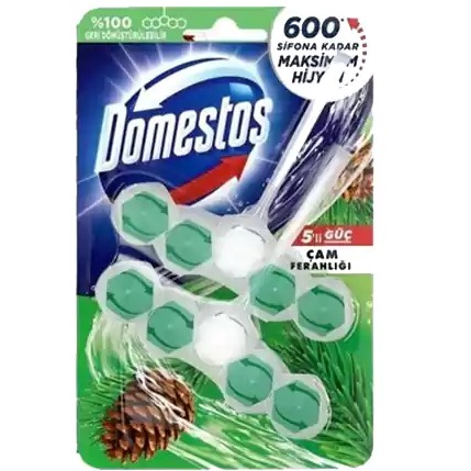 خوشبوکننده توالت فرنگی دامستوس Domestos رایحه کاج ۸ عددی