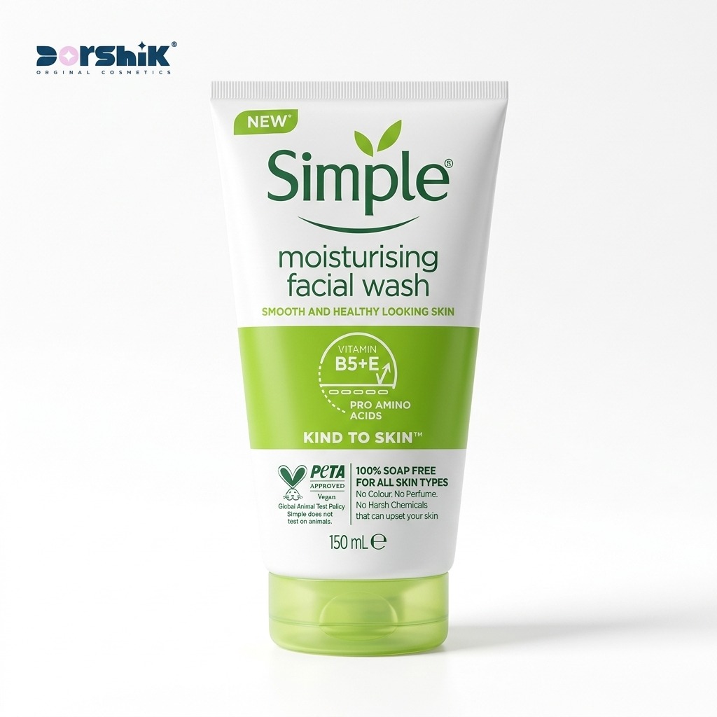 ژل شست‌وشوی صورت سیمپل مدل moisturising حجم 150 میلی‌لیتر