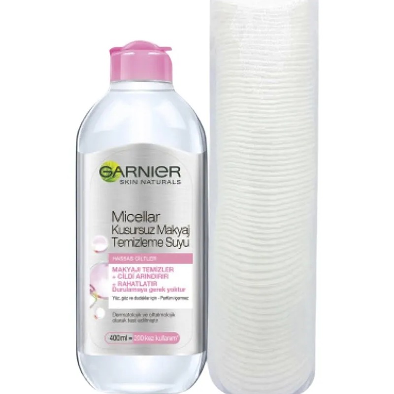 میسلار واتر  و پد آرایش پاک کن گارنیر مخصوص پوست حساس حجم 400 میل